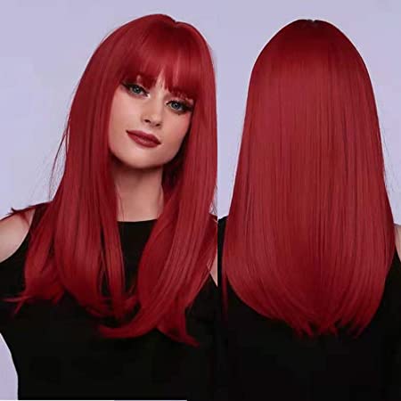 Perruque long cheveux rouges